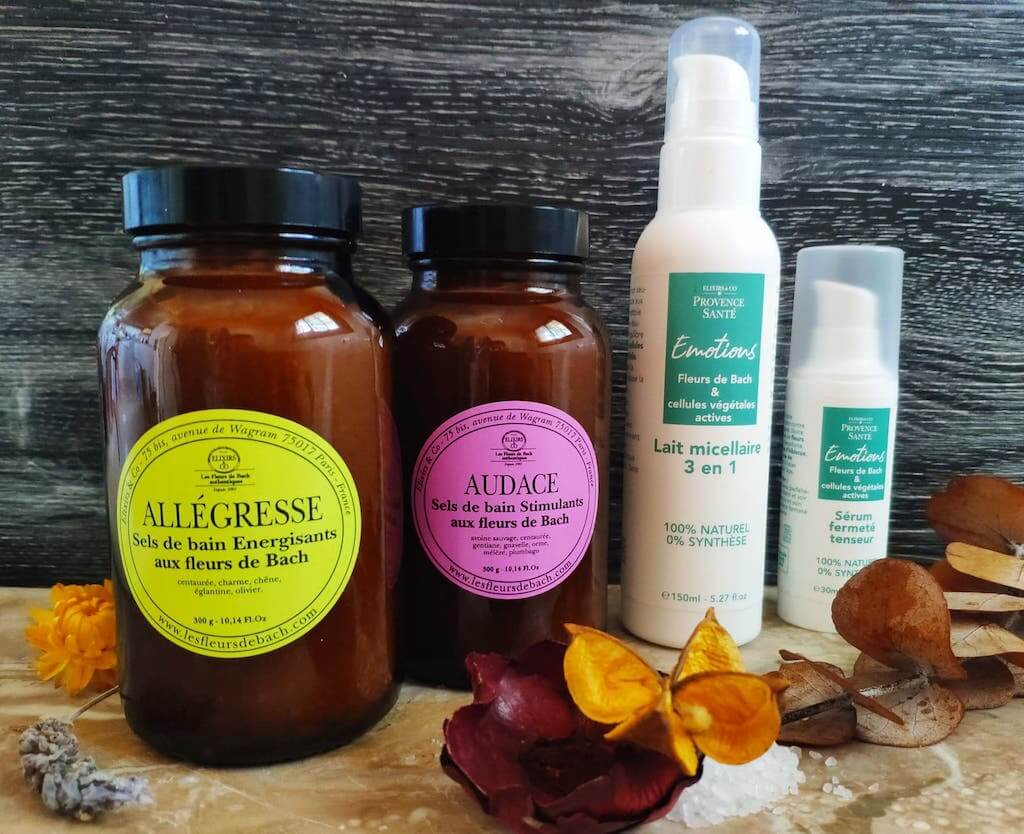 Elixirs & Co cosmétiques, soins, sels de bain aux fleurs de Bach