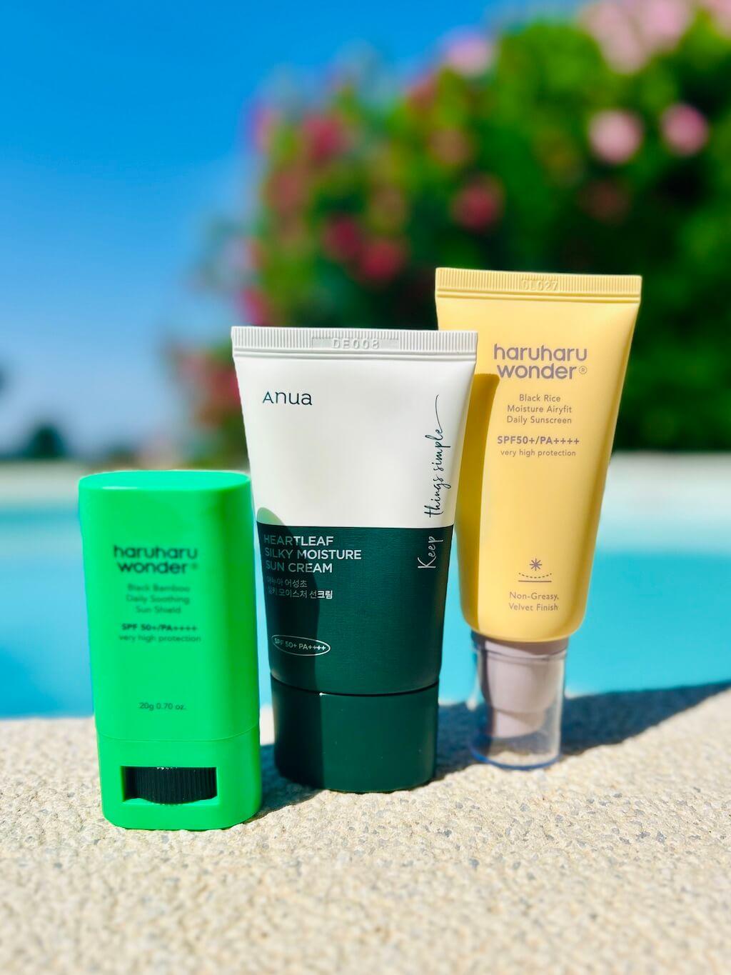 Solaires coréens avis test k beauty HaruHaru Wonder, Anua, SPF50+, stick, crèmes